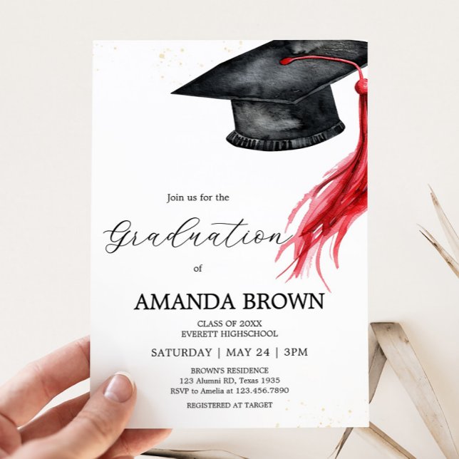 Invitation du Grad Casquette Graduation Party (Modern Grad Hat Graduation Party Invitation)