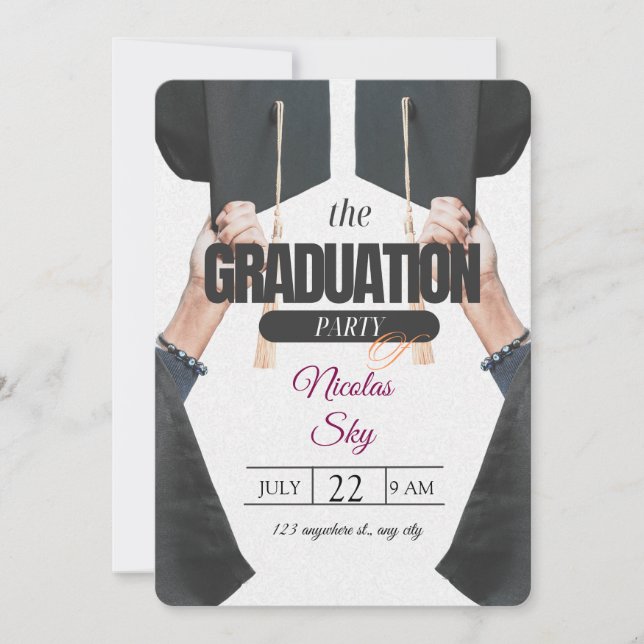 Invitation du Graduation Party - Design élégant (Devant)