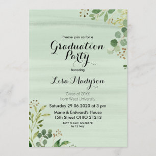 Invitation du Green Elegant Graduation Party