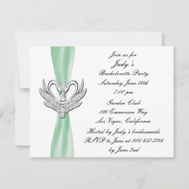 Invitation du Green Ribbon Silver Swan Bachelorett (Devant)