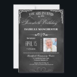 Invitation du groupe de typographie du tableau noi<br><div class="desc">La typographie de ce tableau noir de soixante-dixième anniversaire est une invitation photo moderne, branchée et chic. Fabriqué dans la typographie traditionnelle en noir et blanc avec une variété de polices, ce invitation de fête chic de 70e anniversaire est une façon unique pour la famille invitation et les amis à...</div>