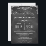 Invitation du groupe de typographie du tableau noi<br><div class="desc">La typographie de ce tableau noir à l'invitation de la fête de soixante-dixième anniversaire est moderne, tendance et chic. Fabriqué dans la typographie traditionnelle en noir et blanc avec une variété de polices, ce invitation de fête chic de 70e anniversaire est une façon unique pour la famille invitation et les...</div>