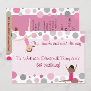 Invitation du Gymnastique Party Pink and Grey