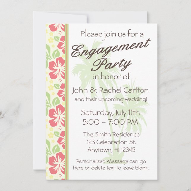 Invitation du Hawaiian Luau Engagement Party (Devant)