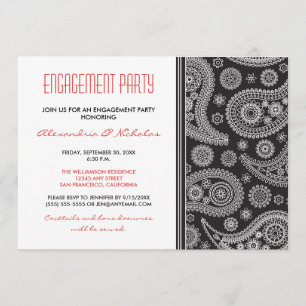 Invitation du Henna Paisley Engagement Party (noir