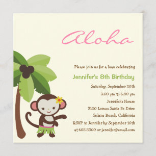 Invitation du Hula Monkey Luau Party