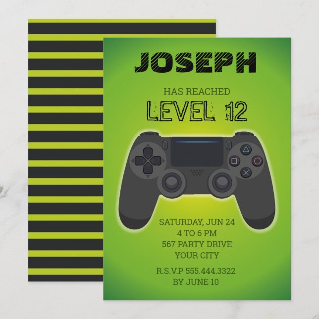 Invitation du joueur, niveau du jeu vidéo (Devant / Derrière)