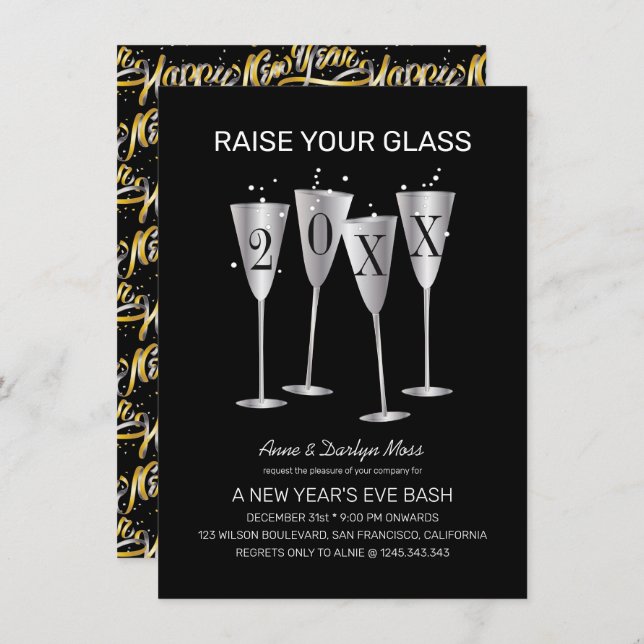 Invitation du Jour de l'An 2024 au compte à rebour (Devant / Derrière)