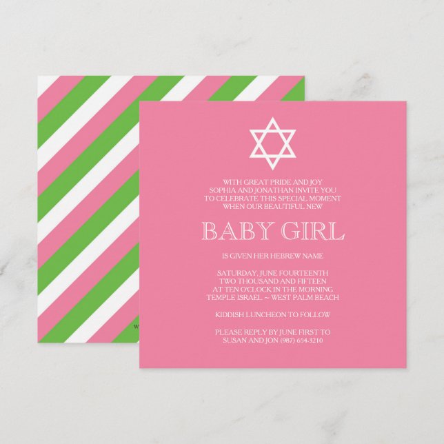 Invitation du jour de prénom - Moderne (Devant / Derrière)