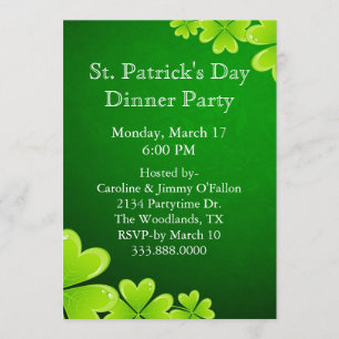 Invitation du jour de St Patrick vert de shamrocks