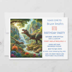 Invitation du Jour du 5 Anniversaire Boy Dinosaur 