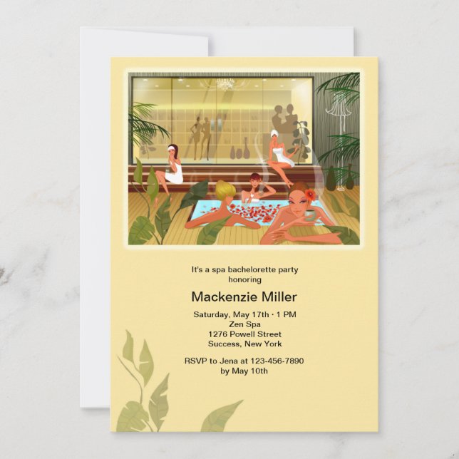 Invitation du jour Spa Bachelorette Party (Devant)