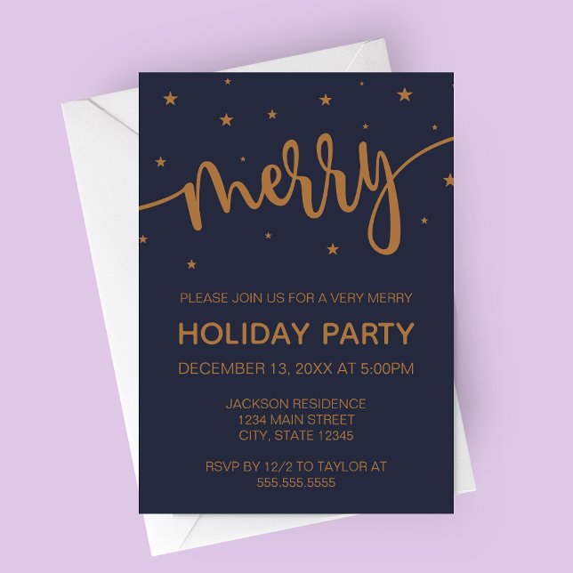 Invitation du Joyeux Joyeux Fête de minuit (Midnight Merry Holiday Party Invitation | Merry Script Christmas Party Invitation)