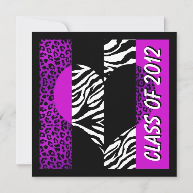 Invitation du Leopard Zebra Print Purple Graduatio (Devant)