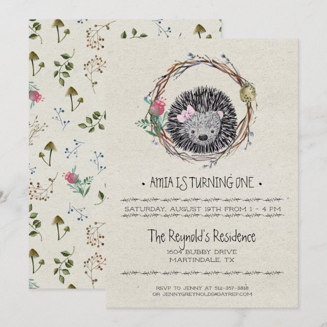 Invitation du Little Hedgehog Party (Devant / Derrière)