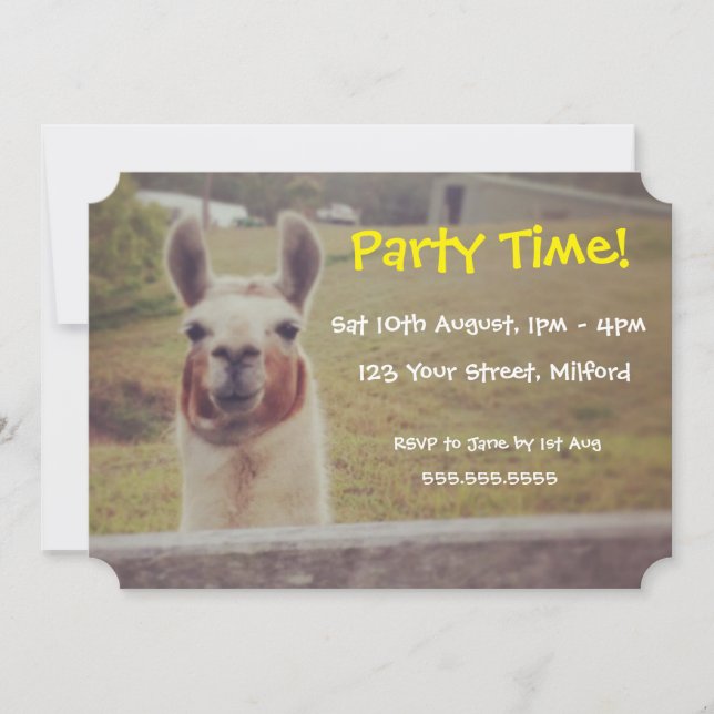 Invitation du Llama Party (Devant)