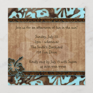 Invitation du Luau Party Hibiscus Blue Brown