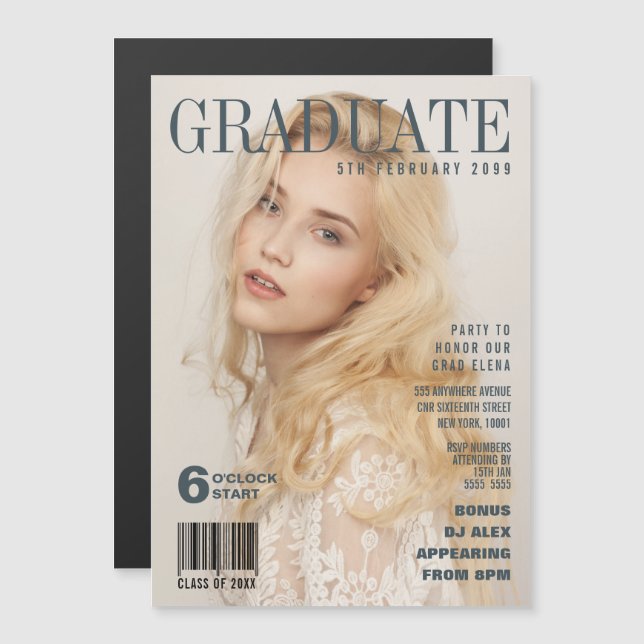 Invitation du MAGNET Graduation Magazine Cover Par (Devant / Derrière)