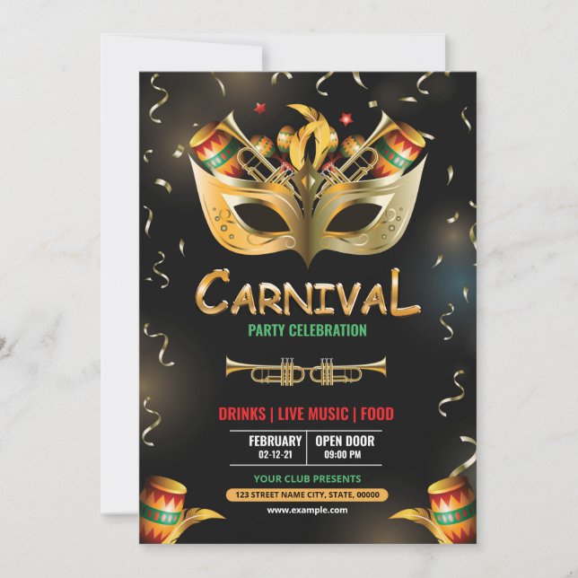 Invitation du Mardi Gras Party (Devant)