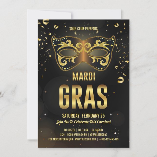 Invitation du Mardi Gras Party (Devant)