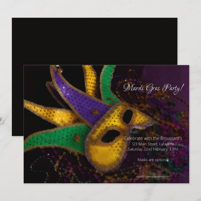 Invitation du Mardi Gras Party (Devant / Derrière)