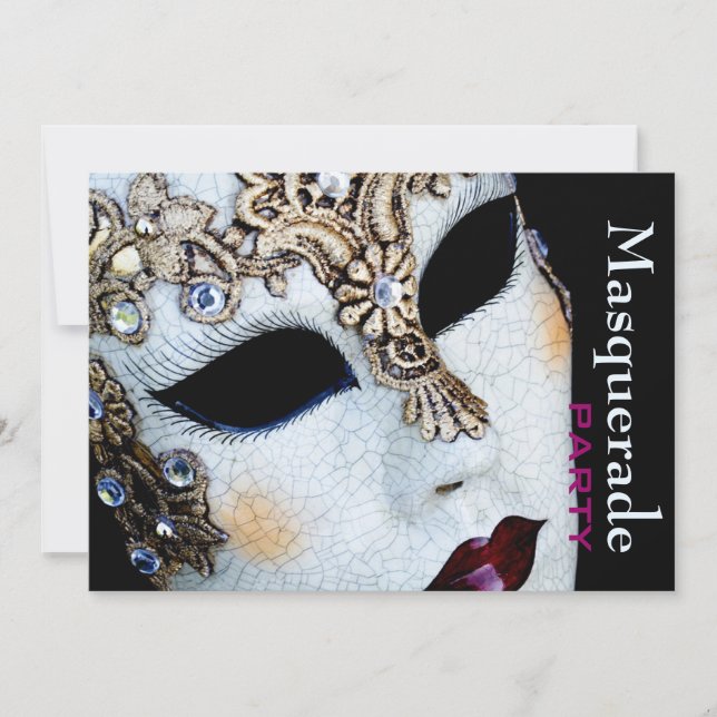 Invitation du Mardi Gras Venetian Mask Masquerade  (Devant)