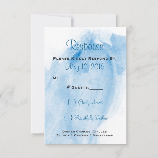 Invitation du Mariage d'aquarelle bleu RSVP (Devant)