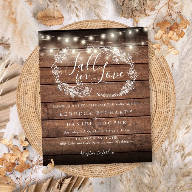 Invitation du Mariage de automne de lumière à chaî (Budget Rustic String Light Fall Wedding Invitation)