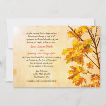 Invitation du Mariage de automne Feuille d'or