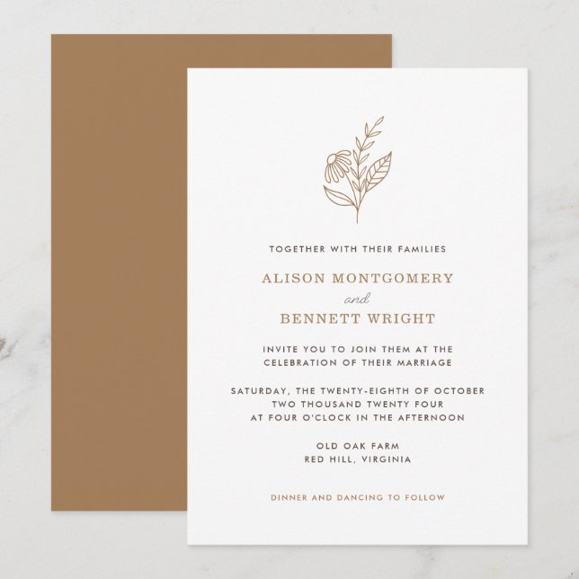 Invitation du Mariage de automne Sprig Automne (Devant / Derrière)