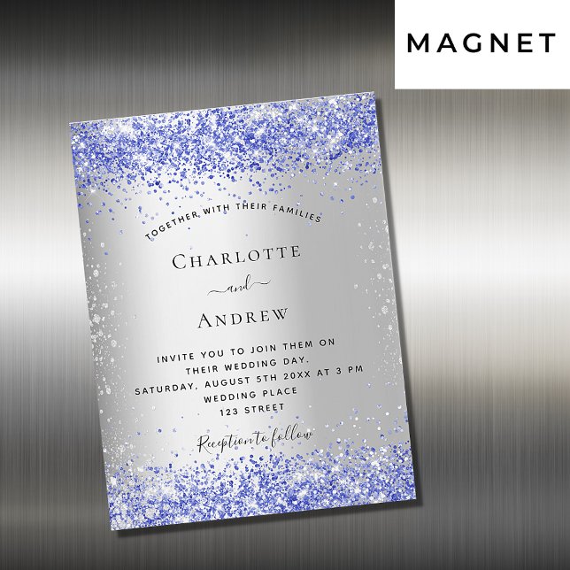 Invitation du mariage de parties scintillant bleu  (Créateur téléchargé)