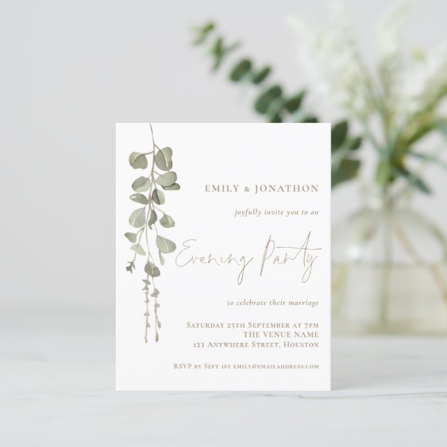 Invitation du Mariage d'or Eucalyptus Budget (Debout devant)