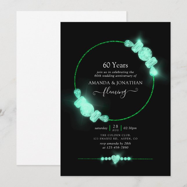 Invitation du Mariage du Diamant Vert (Devant / Derrière)