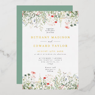 Invitation du Mariage fleur sauvage Foil