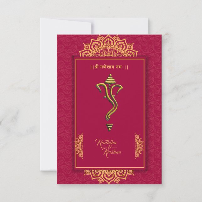 Invitation du mariage indien hindou Ganesha (Devant)