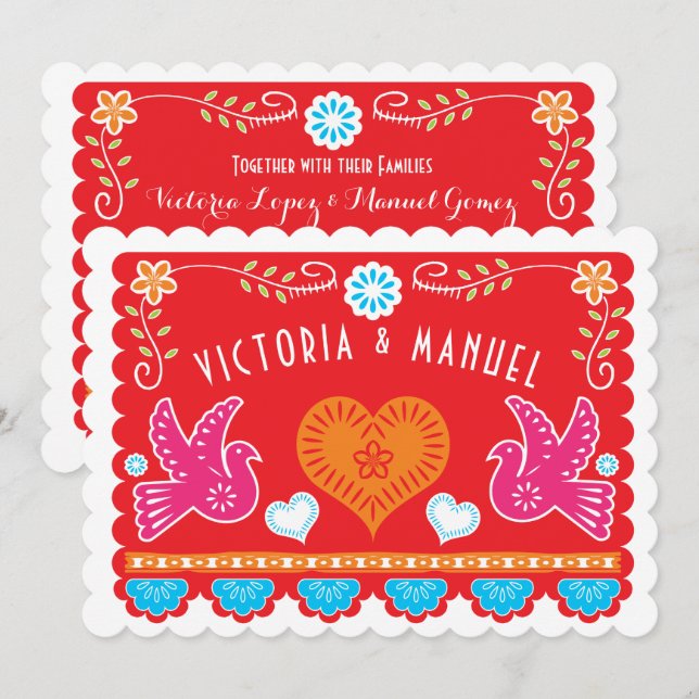 Invitation du Mariage mexicain Papel Picado (Devant / Derrière)