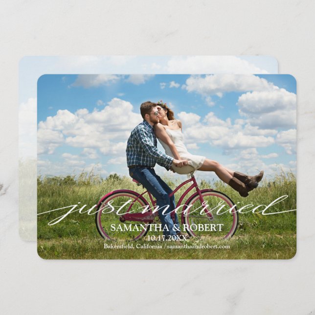 Invitation du Mariage photo juste marié (Devant / Derrière)
