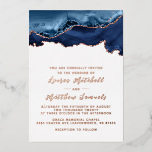 Invitation du Mariage Rose d'or bleu marine
