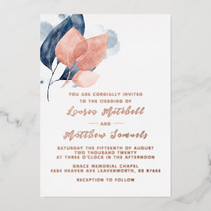 Invitation du Mariage Rose d'or bleu marine