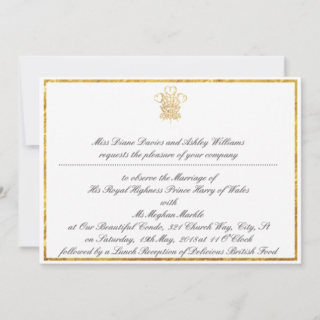 Invitation du Mariage royal Watch Party | Londres  (Devant)
