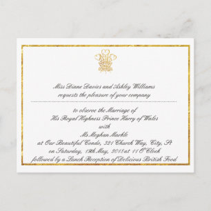 Invitation du Mariage royal Watch Party   Londres