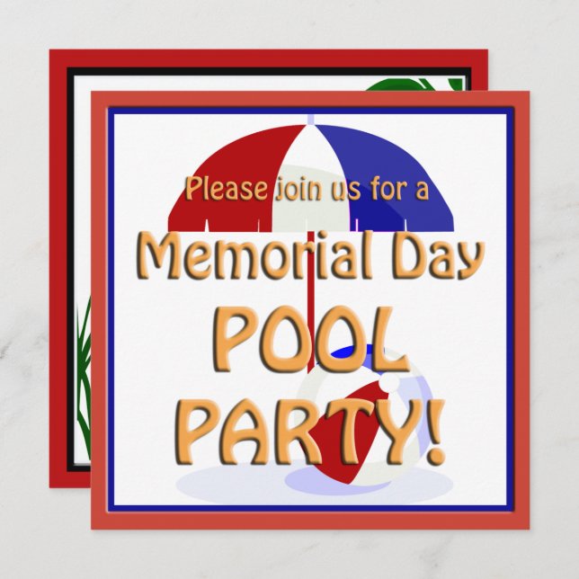 Invitation du Memorial Day Pool (Devant / Derrière)