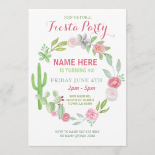 Invitation du Mexique de cactus d'anniversaire de