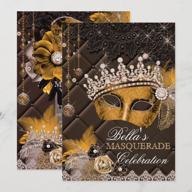 Invitation du Mis Quince Anos Masquerade Party (Devant / Derrière)