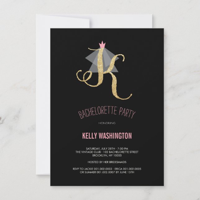 Invitation du Monogramme Gold Parties scintillant  (Devant)