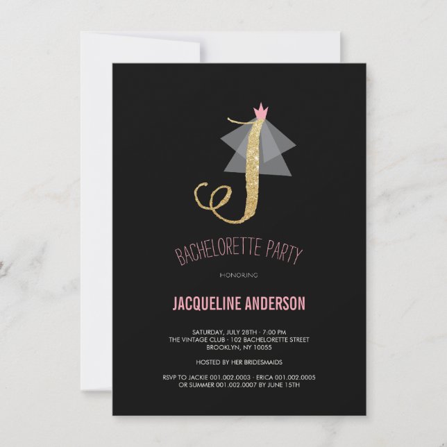 Invitation du Monogramme Gold Parties scintillant  (Devant)