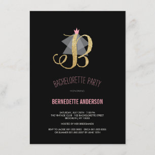 Invitation du Monogramme Gold Parties scintillant 