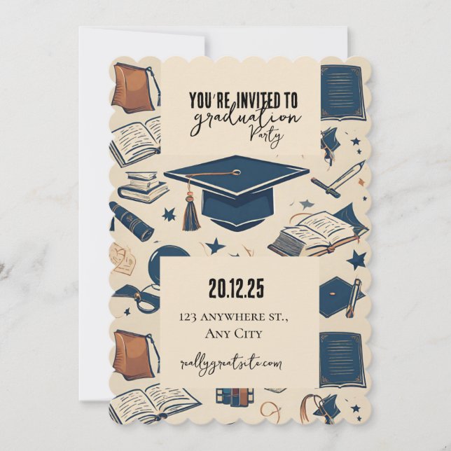 Invitation du motif Party de la limite de diplôme (Devant)