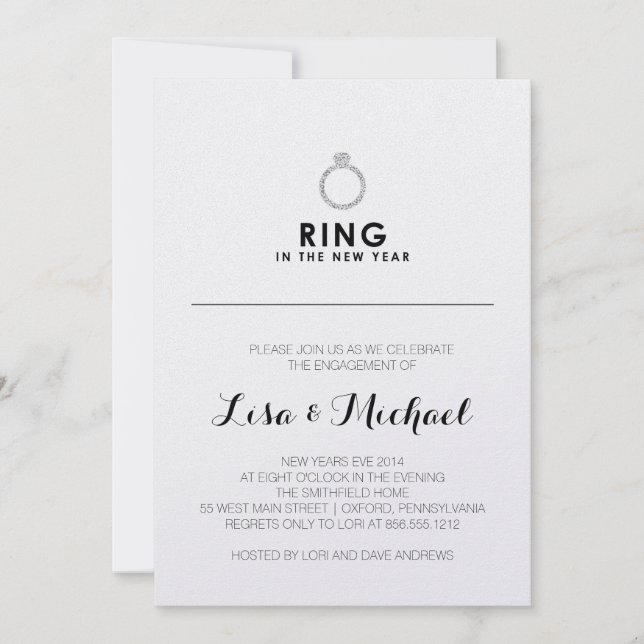 Invitation du New Years Eve Engagement Party (Devant)