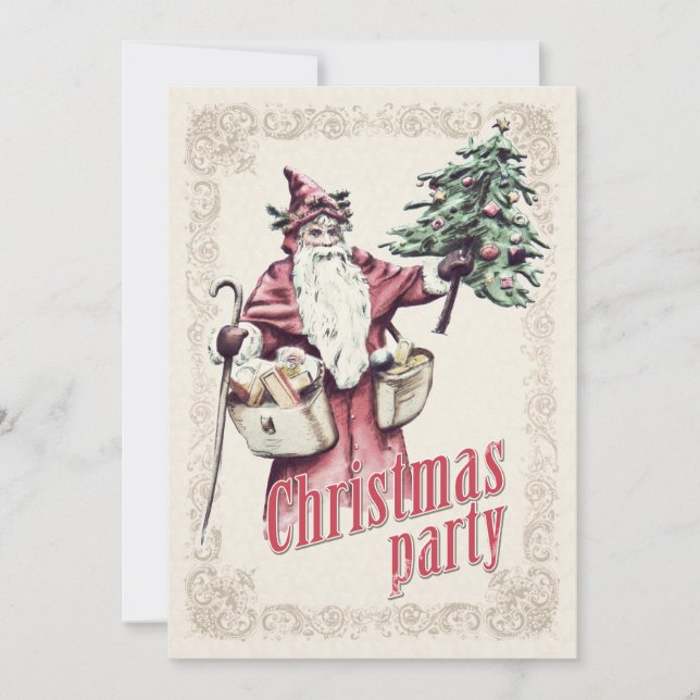Invitation du Noël vintage du Père Noël (Devant)